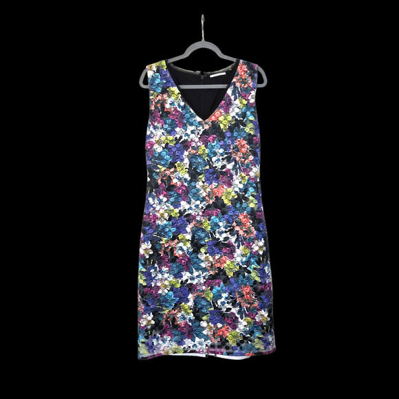 T Tahari Dresses & Skirts - T Tahari Colorful Floral Crochet Lace Overlay Sheath Party Dress, Size 14